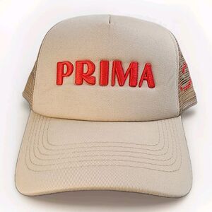 Nomagik 67 Prima Trucker Hat – Tan & Red – Adjustable Mesh Back